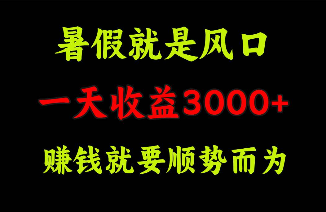 一天收益3000+ 赚钱就是顺势而为，暑假就是风口-南风轻创