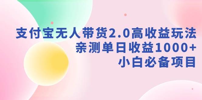 支付宝无人带货2.0高收益玩法，亲测单日收益1000+，小白必备项目-南风轻创