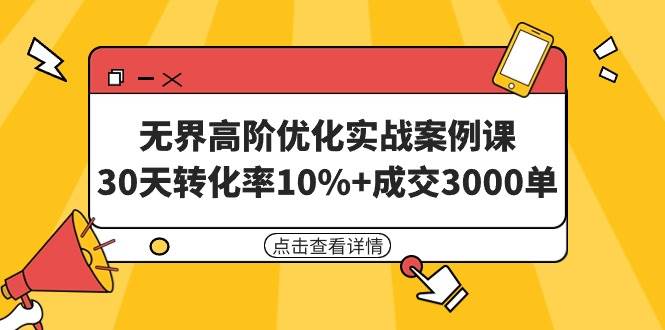 无界高阶优化实战案例课，30天转化率10%+成交3000单（8节课）-南风轻创