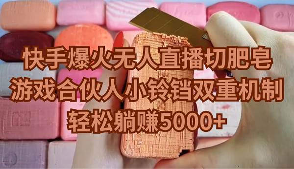 快手爆火无人直播切肥皂，游戏合伙人小铃铛双重机制，轻松躺赚5000+-南风轻创