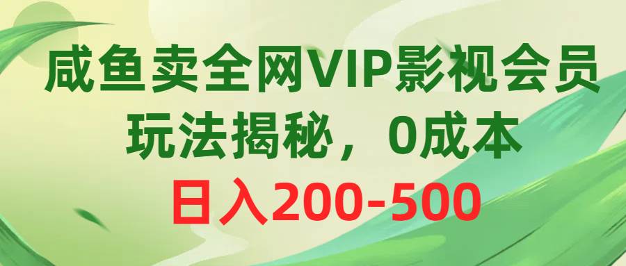 咸鱼卖全网VIP影视会员，玩法揭秘，0成本日入200-500-南风轻创
