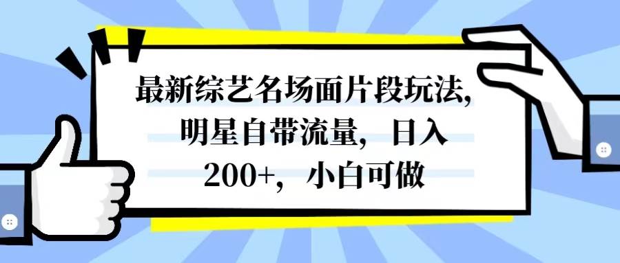 最新综艺名场面片段玩法，明星自带流量，日入200+，小白可做-南风轻创