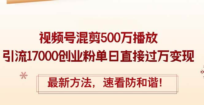 精华帖视频号混剪500万播放引流17000创业粉，单日直接过万变现，最新方…-南风轻创