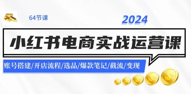 2024小红书电商实战运营课：账号搭建/开店流程/选品/爆款笔记/截流/变现-南风轻创