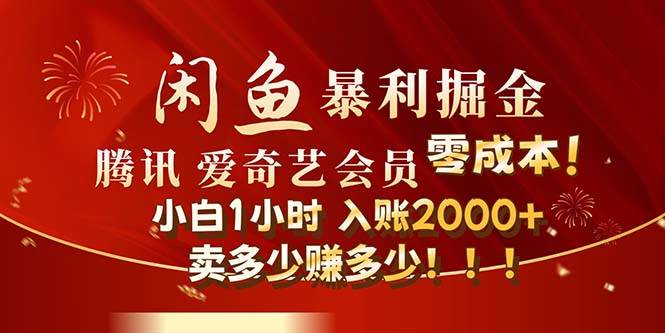 闲鱼全新暴力掘金玩法，官方正品影视会员无成本渠道！小白1小时收…-南风轻创