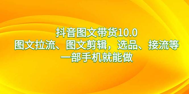 抖音图文带货10.0，图文拉流、图文剪辑，选品、接流等，一部手机就能做-南风轻创
