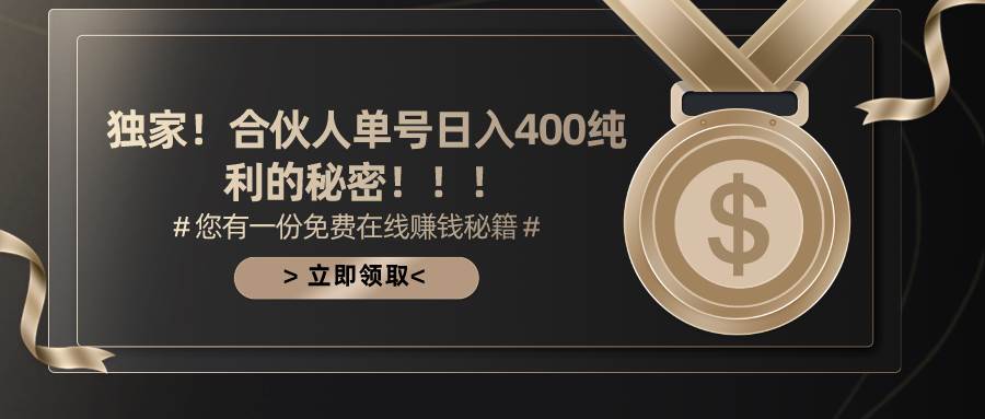 合伙人广告撸金最新玩法，每天单号400纯利-南风轻创