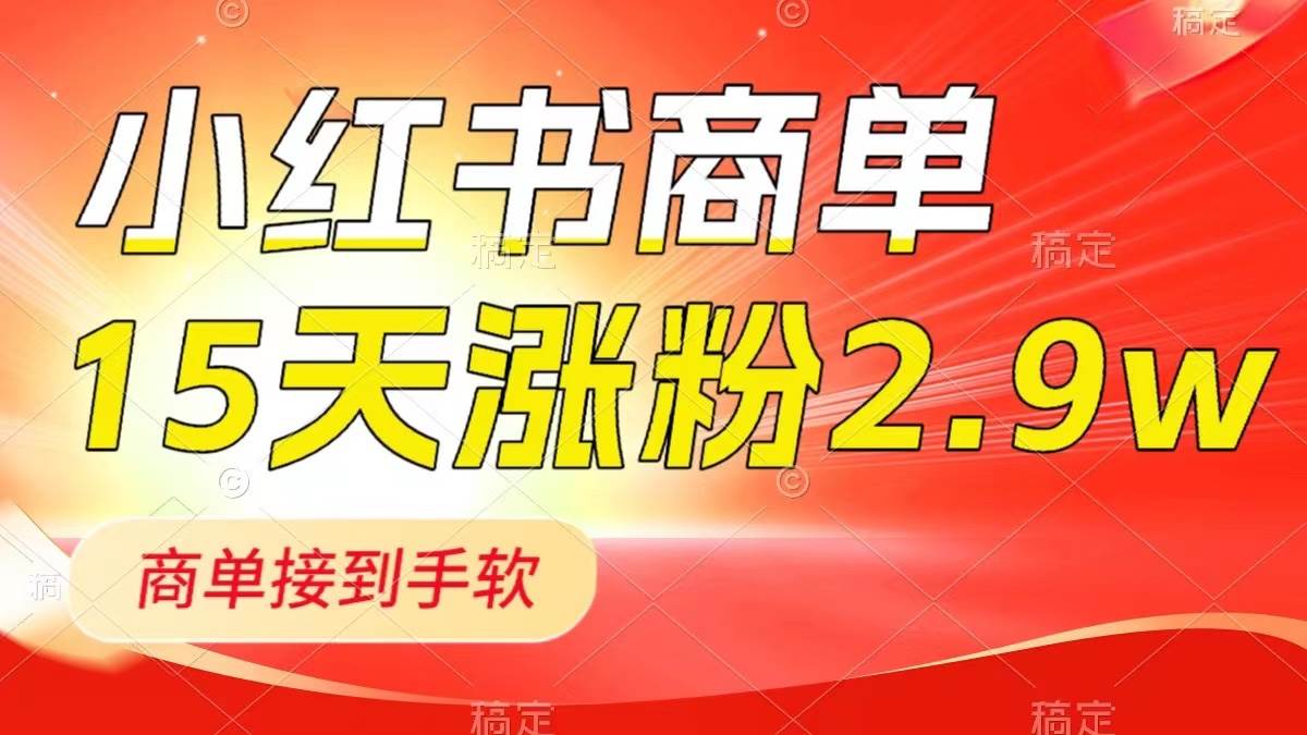 小红书商单最新玩法，新号15天2.9w粉，商单接到手软，1分钟一篇笔记-南风轻创