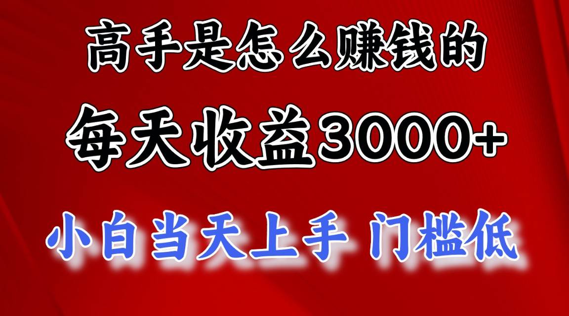 高手是怎么赚钱的，一天收益3000+ 这是穷人逆风翻盘的一个项目，非常…-南风轻创