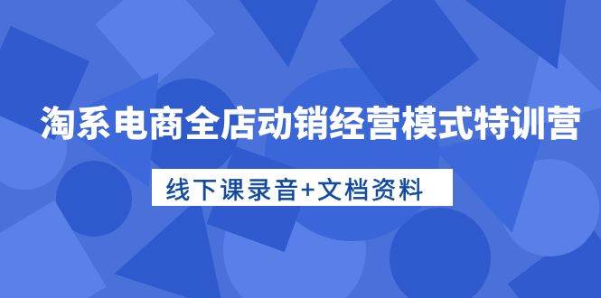 淘系电商全店动销经营模式特训营，线下课录音+文档资料-南风轻创