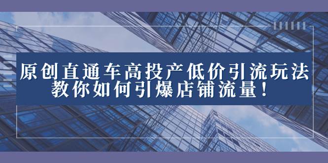 2023直通车高投产低价引流玩法，教你如何引爆店铺流量！-南风轻创