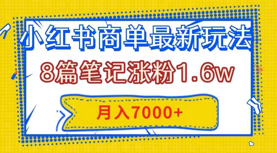 小红书商单最新玩法，8篇笔记涨粉1.6w，几分钟一个笔记，月入7000+-南风轻创