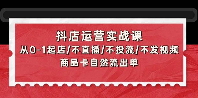 抖店运营实战课：从0-1起店/不直播/不投流/不发视频/商品卡自然流出单-南风轻创