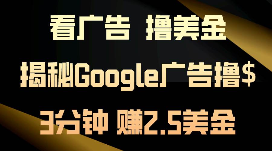 看广告，撸美金！3分钟赚2.5美金！日入200美金不是梦！揭秘Google广告…-南风轻创