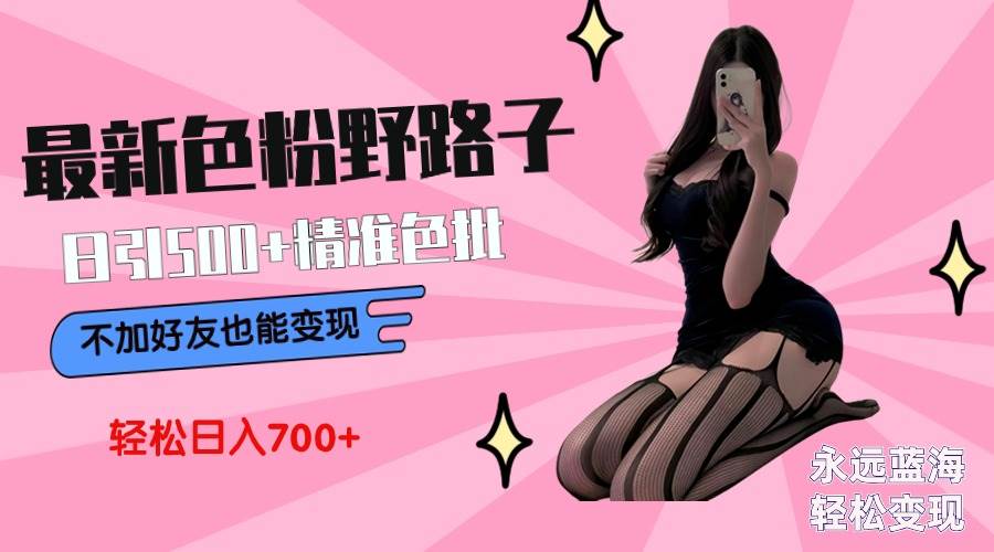 最新色粉变现野路子，日引500+老色批 可不加好友直接变现 小白轻松日入700+-南风轻创