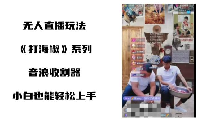 打海椒无人直播整蛊项目，小白轻松上手撸音浪收割器（教程+工具+素材）-南风轻创