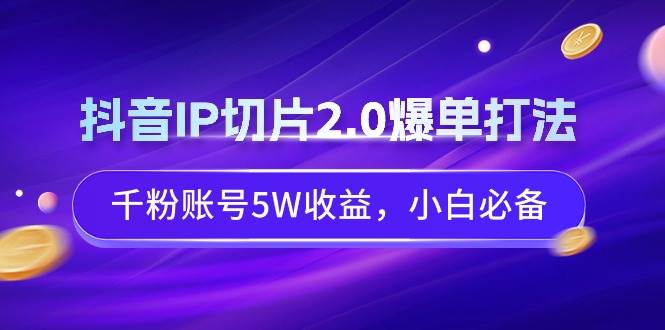 抖音IP切片2.0爆单打法，千粉账号5W收益，小白必备-南风轻创