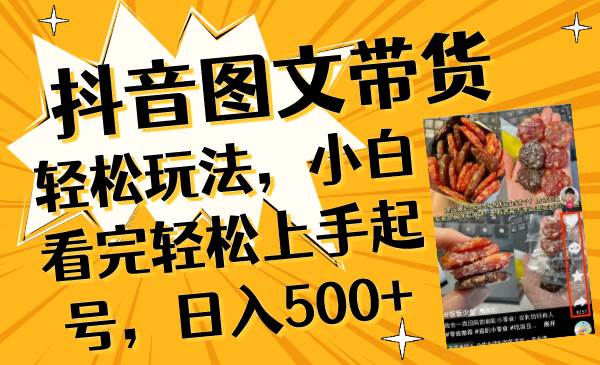 抖音图文带货轻松玩法，小白看完轻松上手起号，日入500+-南风轻创