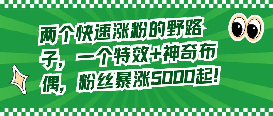 两个快速涨粉的野路子，一个特效+神奇布偶，粉丝暴涨5000起！-南风轻创