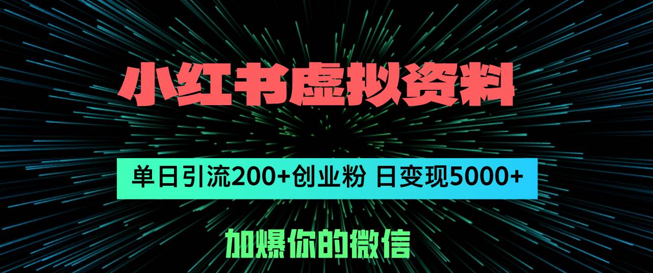 小红书虚拟资料日引流200+创业粉，单日变现5000+-南风轻创