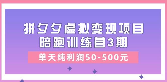 某收费培训《拼夕夕虚拟变现项目陪跑训练营3期》单天纯利润50-500元-南风轻创