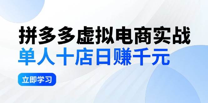 拼夕夕虚拟电商实战：单人10店日赚千元，深耕老项目，稳定盈利不求风口-南风轻创