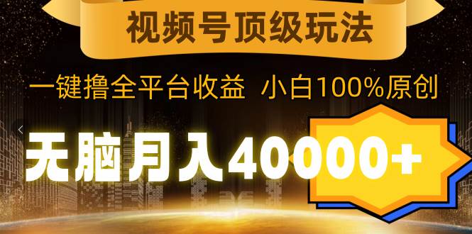 视频号顶级玩法，无脑月入40000+，一键撸全平台收益，纯小白也能100%原创-南风轻创
