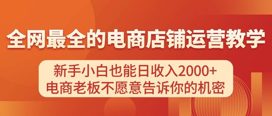 电商店铺运营教学，新手小白也能日收入2000+，电商老板不愿意告诉你的机密-南风轻创