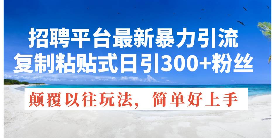 招聘平台最新暴力引流，复制粘贴式日引300+粉丝，颠覆以往垃圾玩法，简…-南风轻创