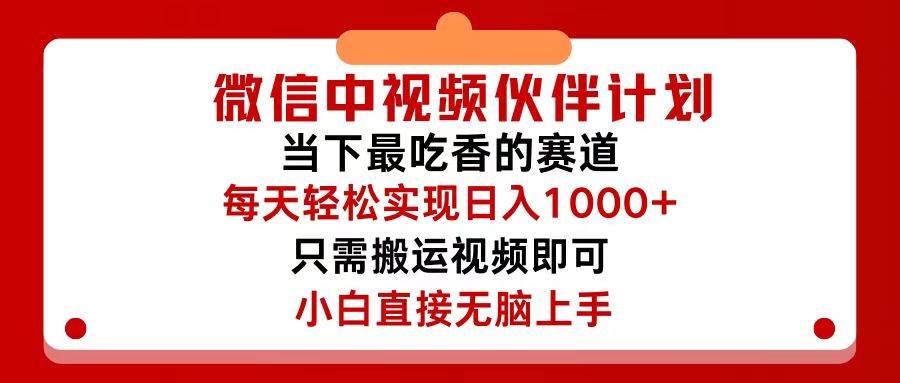 微信中视频伙伴计划，仅靠搬运就能轻松实现日入500+，关键操作还简单，…-南风轻创