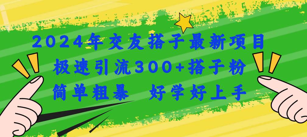 2024年交友搭子最新项目，极速引流300+搭子粉，简单粗暴，好学好上手-南风轻创