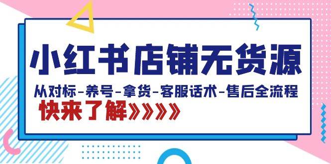 小红书店铺无货源：从对标-养号-拿货-客服话术-售后全流程（20节课）-南风轻创