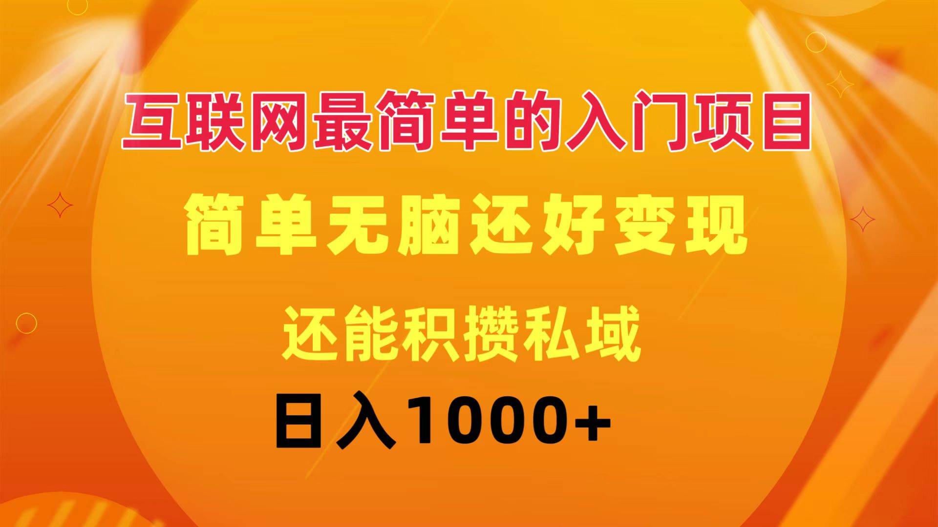 互联网最简单的入门项目：简单无脑变现还能积攒私域一天轻松1000+-南风轻创