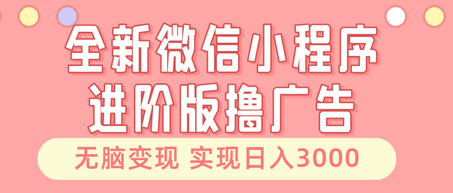 全新微信小程序进阶版撸广告 无脑变现睡后也有收入 日入3000＋-南风轻创