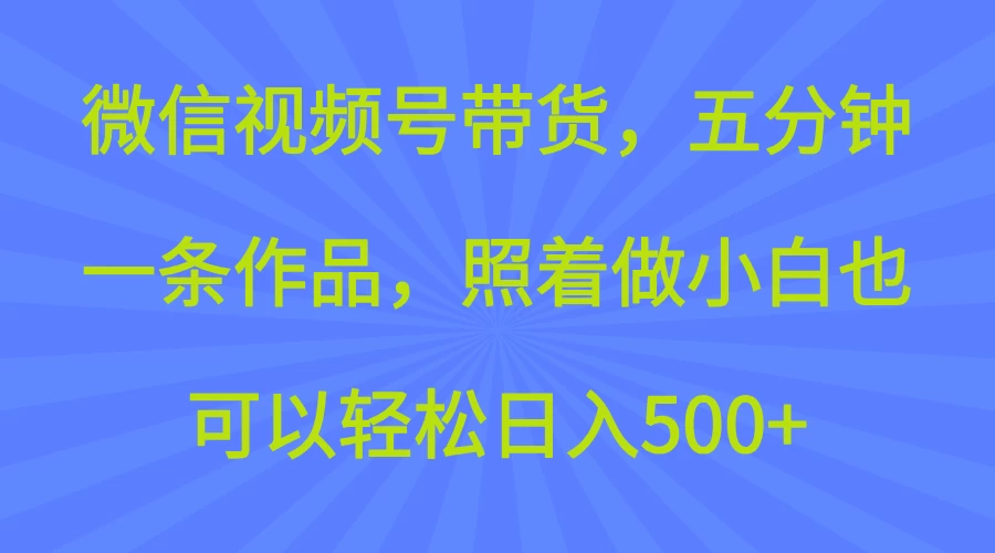 微信视频号带货，五分钟一条作品，照着做小白也可以轻松日入500+-南风轻创