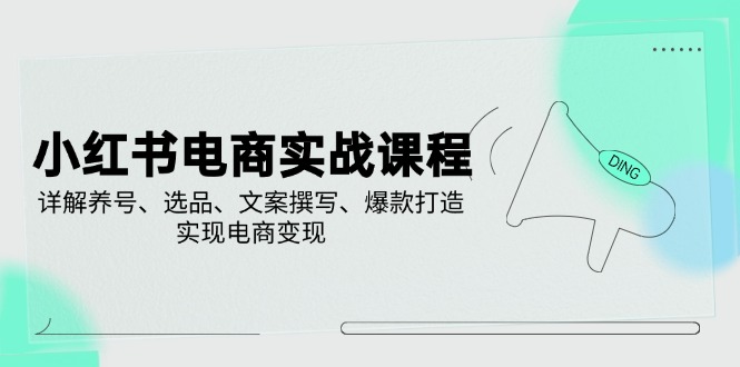小红书电商实战课程，详解养号、选品、文案撰写、爆款打造，实现电商变现-南风轻创