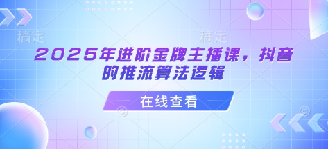 2025年进阶金牌主播课，抖音的推流算法逻辑-南风轻创