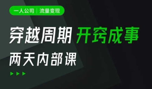 一人公司：流量变现课，一人公司的方法模型拆解， 拆解富人思维，流量思维，小老板思维等-南风轻创