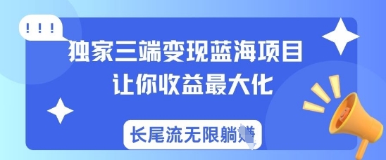 独家三端变现蓝海项目，让你收益最大化，长尾流无限躺挣-南风轻创