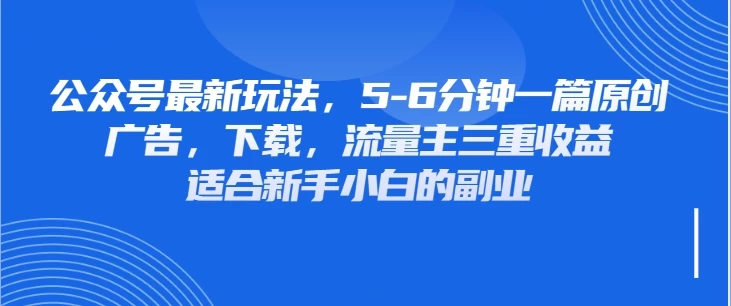 公众号最新玩法，广告，下载，流量主三重收益，非常适合新手小白的项目-南风轻创