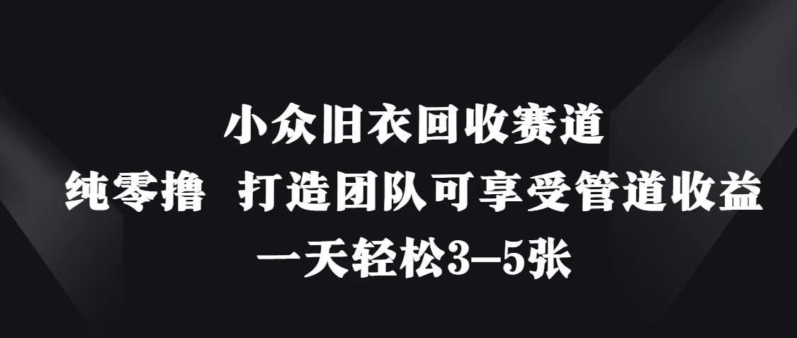 小众旧衣回收赛道，纯零撸 打造团队可享受管道收益，一天轻松3-5张-南风轻创