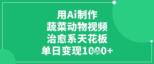 用Ai制作蔬菜动物视频，治愈系天花板，单日变现1k-南风轻创