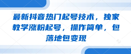 最新抖音热门起号技术，独家教学涨粉起号，操作简单，包落地包变现-南风轻创