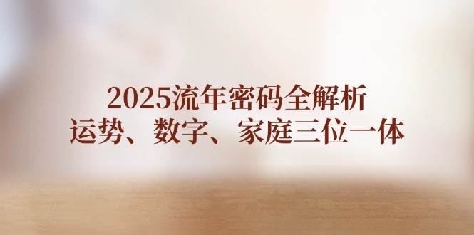2025流年密码全解析，运势、数字、家庭三位一体-南风轻创