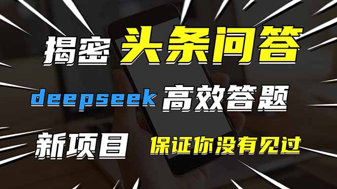 头条问答，刚出的新玩法！保证你没见过！用DeepSeek去高效答题，一个账…-南风轻创