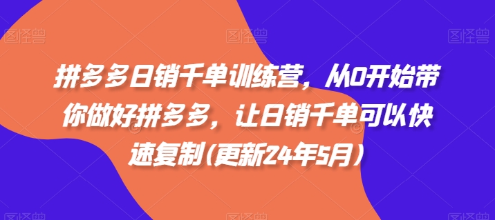 拼多多日销千单训练营，从0开始带你做好拼多多，让日销千单可以快速复制(更新25年4月)-南风轻创