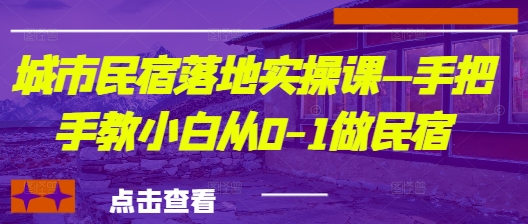 城市民宿落地实操课—手把手教小白从0-1做民宿-南风轻创