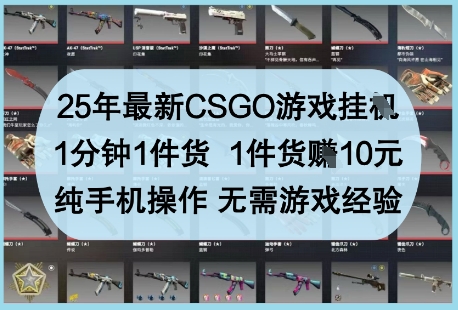 25年最新CSGO游戏挂G，1分钟1件货，1件货挣10元，纯手机操作，无需游戏经验【揭秘】-南风轻创