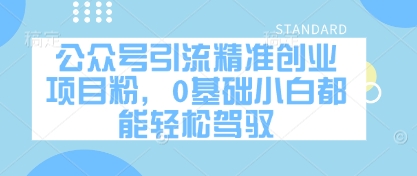 公众号引流精准创业项目粉，0基础小白都能轻松驾驭-南风轻创
