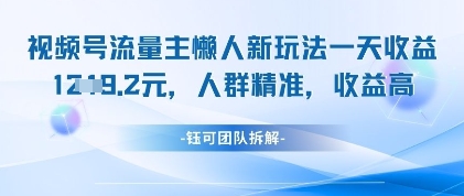 视频号流量主懒人新玩法，一天收益1k，人群精准收益高-南风轻创